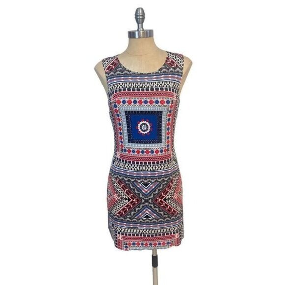 Farm Rio Boho Stretch Sleeveless bodycon Mini Dress Medium runs small - Picture 1 of 6